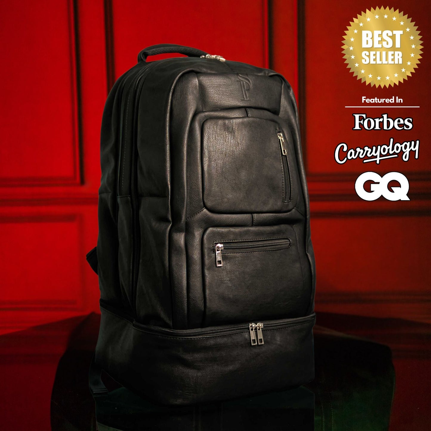 Black Leather Patented Carry On Backpack (Only 300 Made) - Korvel
