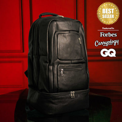 Black Leather Patented Carry On Backpack (Only 300 Made) - Korvel