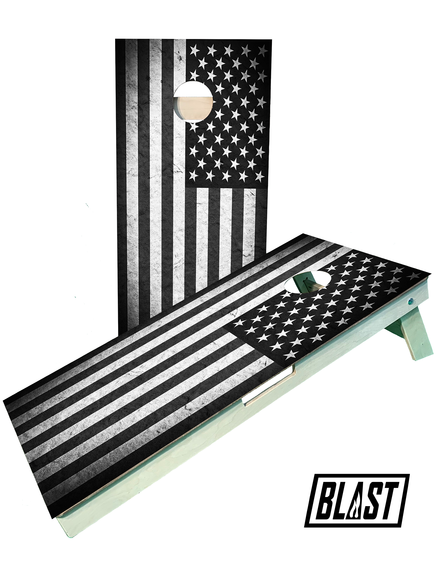 Premium Black and White American Flag Cornhole Boards - Korvel