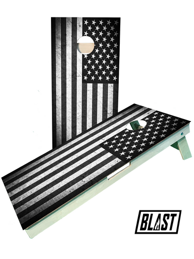 Premium Black and White American Flag Cornhole Boards - Korvel