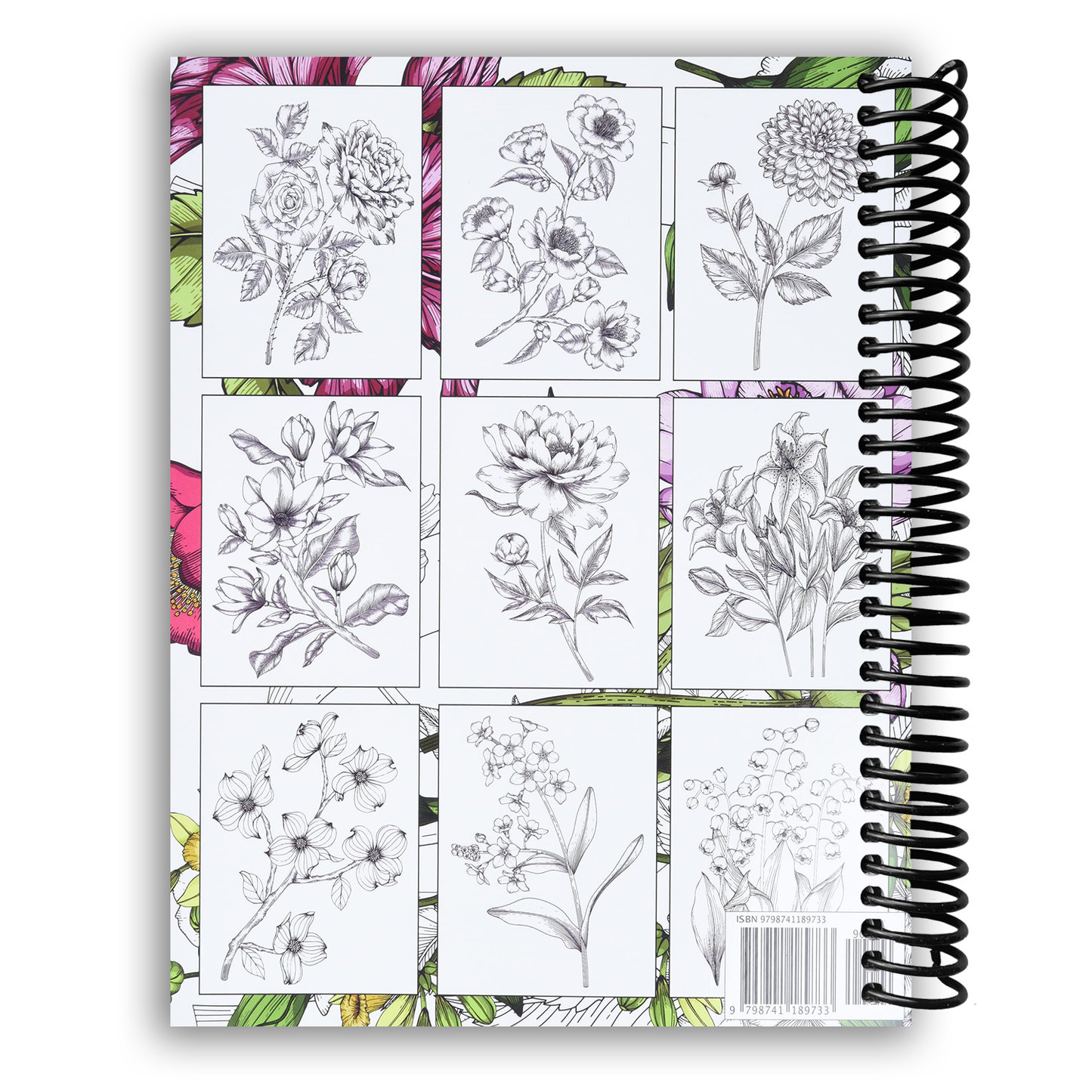 Enchanting Floral Adult Coloring Book: A Garden of Serenity (Spiral Bound) - Korvel