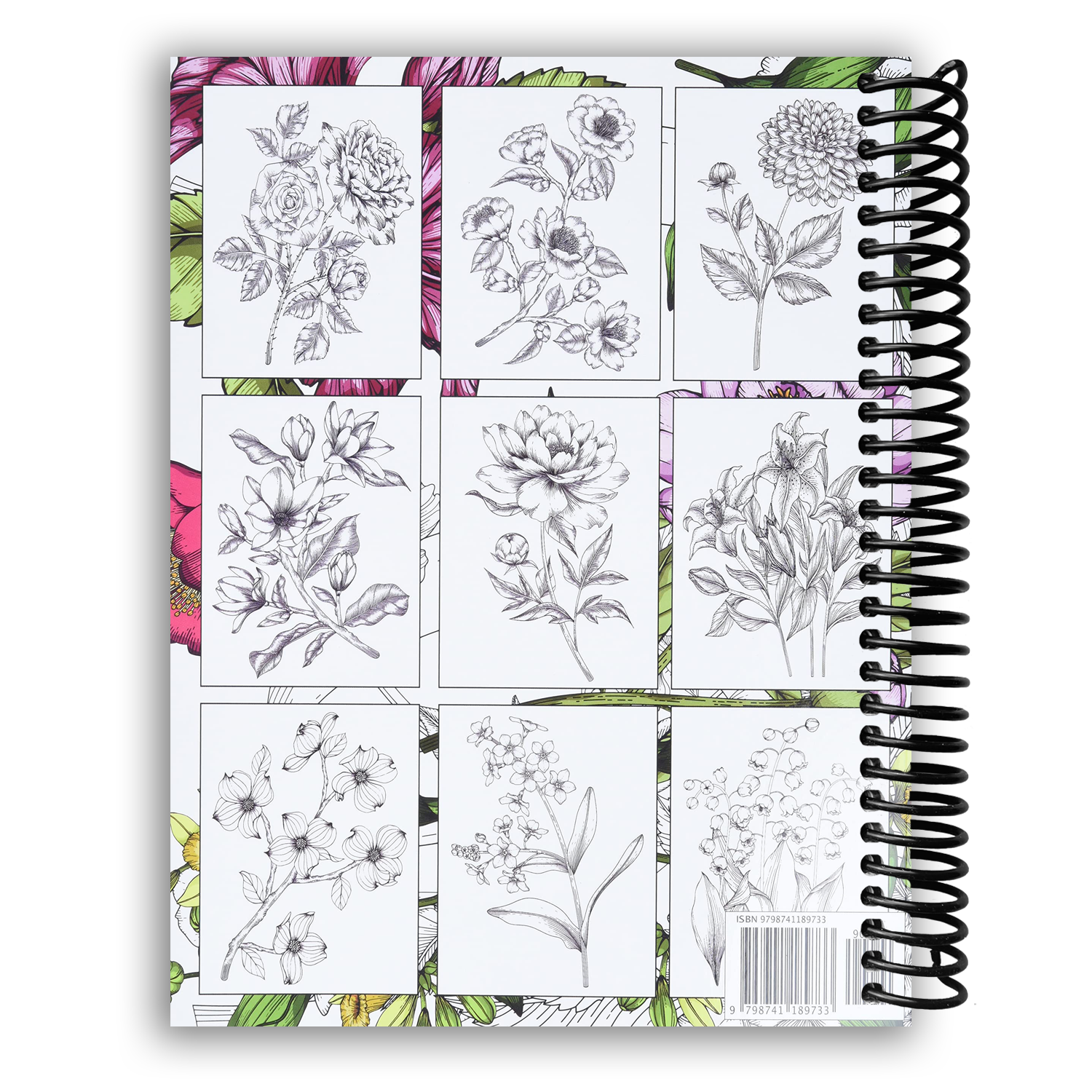 Enchanting Floral Adult Coloring Book: A Garden of Serenity (Spiral Bound) - Korvel
