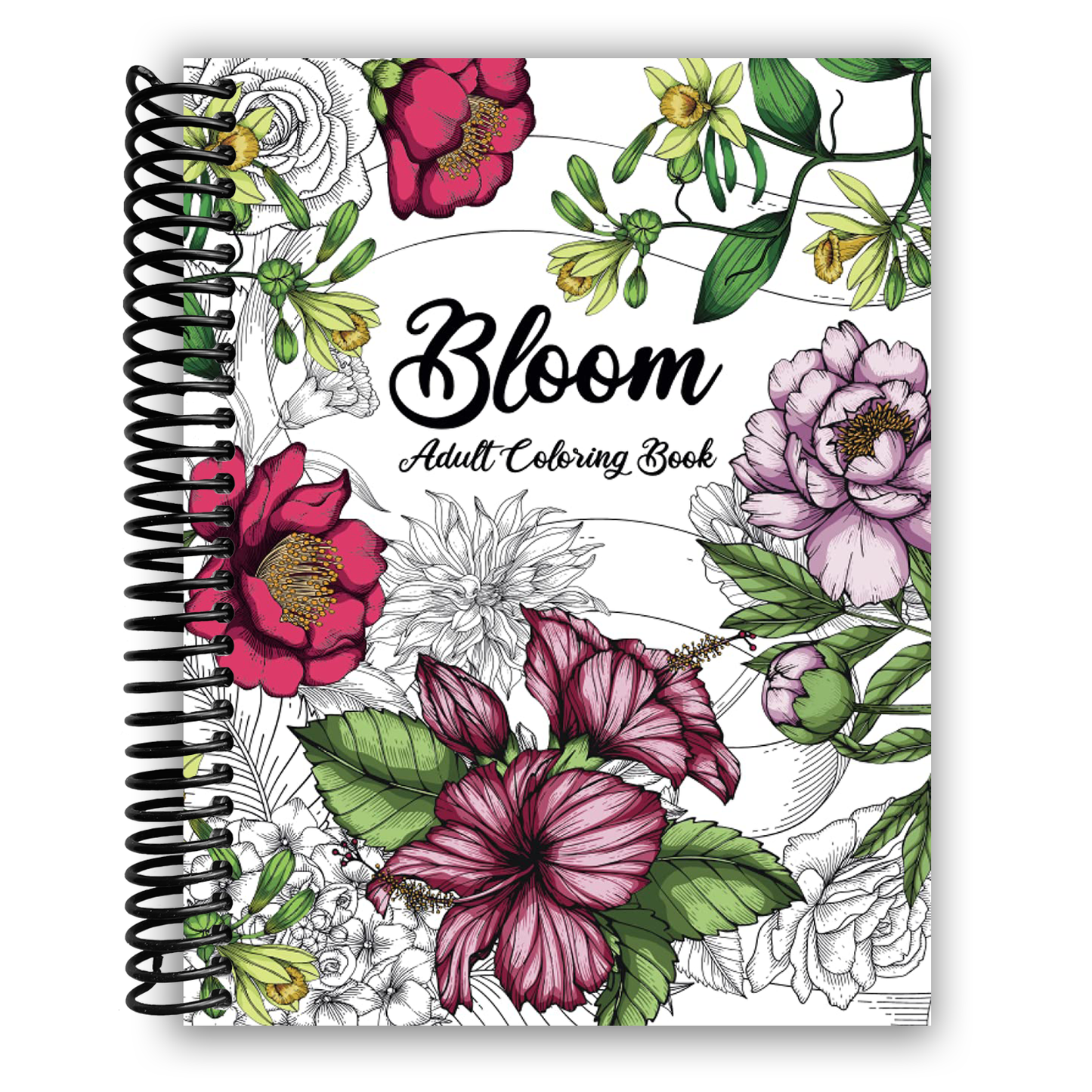 Enchanting Floral Adult Coloring Book: A Garden of Serenity (Spiral Bound) - Korvel