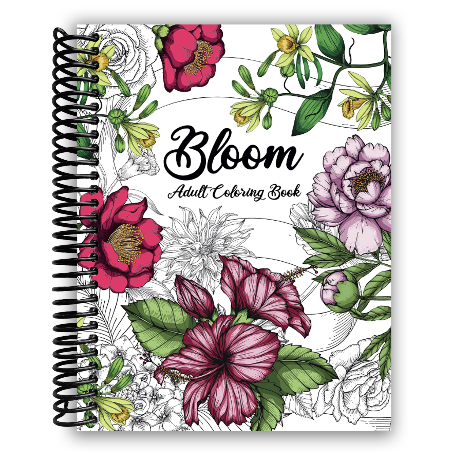 Enchanting Floral Adult Coloring Book: A Garden of Serenity (Spiral Bound) - Korvel