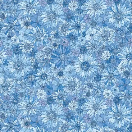 Tela de algodón de fondo ancho Blue Best Friends Sleepovers