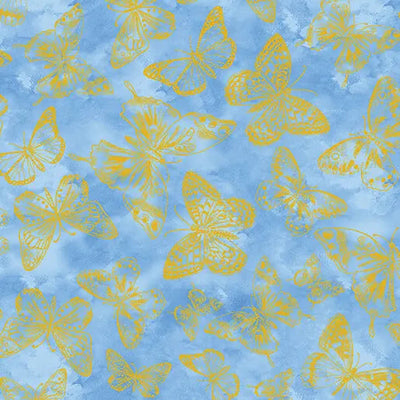 Impresiones de Mariposa Azul Tela de Algodón - 44"/45" por Yarda