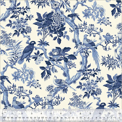 Tela de algodón Blue Byrd Porcelain Wideback por yarda