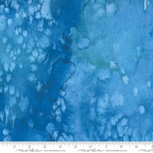Blue Cobalt Flow Basic Watercolor Fabric - 44"/45" Per Yard