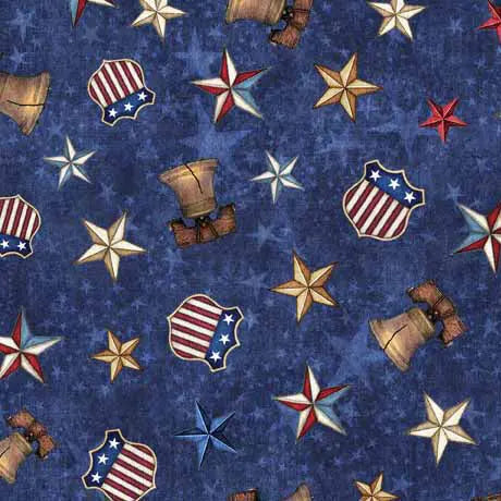 Tela de algodón Blue Dark American Spirit Wideback por yarda