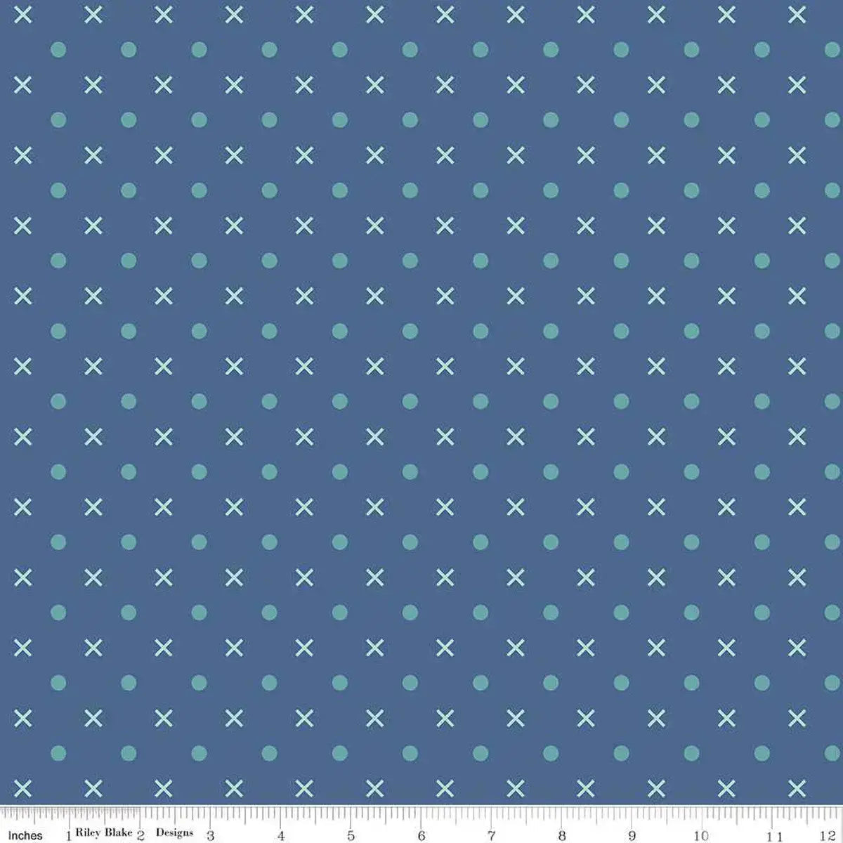 Tissu Large à Motif Abeille en Denim Bleu par Yard