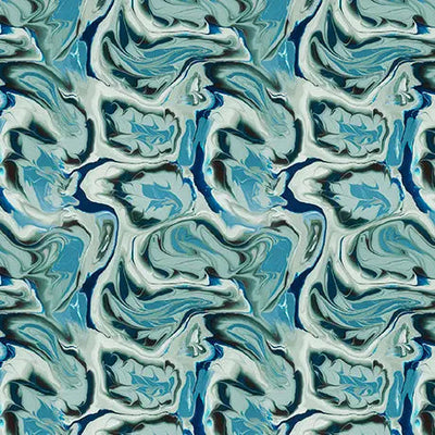 Blue Green Turquoise Swirl Fern Cotton Fabric - 44"/45" Per Yard