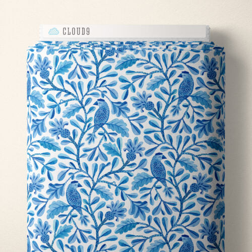 Blue Henri Birds and Branches Cotton Fabric - 44"/45" Per Yard