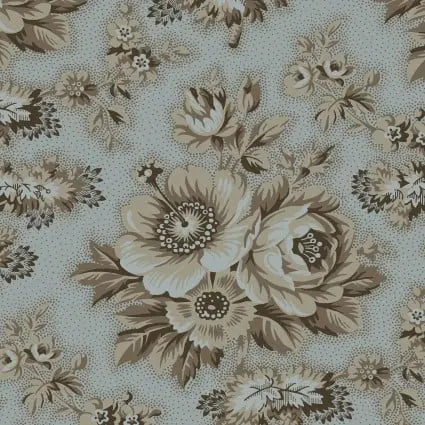 Tissu en coton floral bleu large - 43"/44" par yard