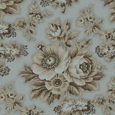 Tela de Algodón Floral Grande Azul - 43"/44" por Yarda