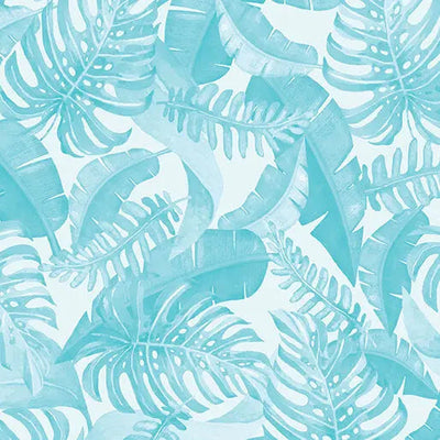 Blue Leaves of Paradise Cotton Wideback Fabric per Yard