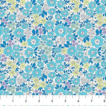 Tela de Algodón Blue Meadow Pocket Posies - 44"/45" por Yarda