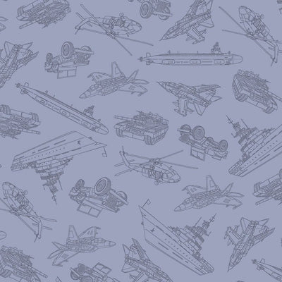 Blue Military Convoy Path to Freedom Cotton Fabric