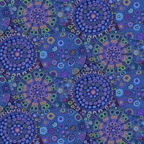 Tela de Algodón Wideback Millefiore Azul por Yarda