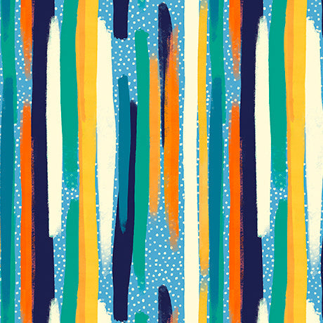 Blue Mingle Brush Strokes Cotton Fabric - 44"/45" Per Yard