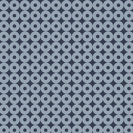 Blue Modern Refinement Circle Grid Geo Cotton Fabric - 43"/44" Per Yard