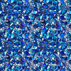 Tela de Algodón Azul Mosaico de 108" de Ancho por Yarda