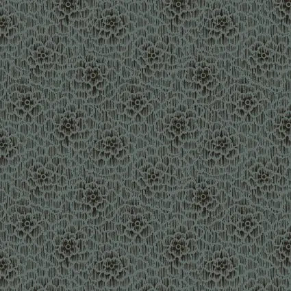 Tela de algodón con crisantemo azul marino - 43"/44" por yarda