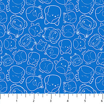 Tissu en coton Squishmallows à motifs bleus - 44"/45" par yard