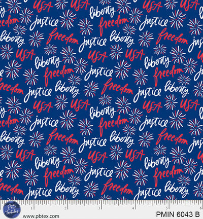 Tela de Algodón Mini Patriótica Azul - 44”/45” por Yarda
