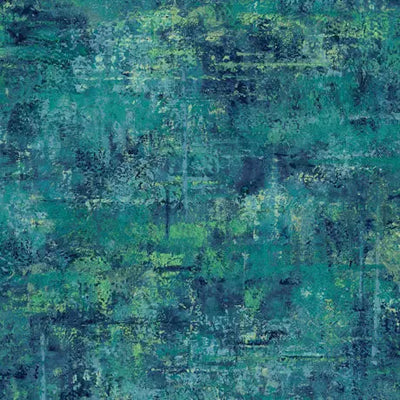 Tela de algodón de fondo ancho moteada en azul y teal por yarda