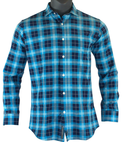Titan Blue Plaid Long Sleeve Shirt - Elevate Your Style - Korvel