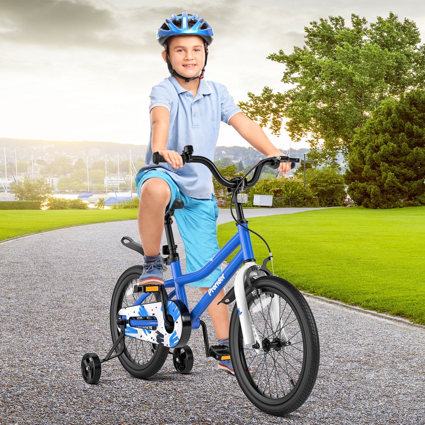 18 Feet Kids Bike with Removable Training Wheels - Blue
