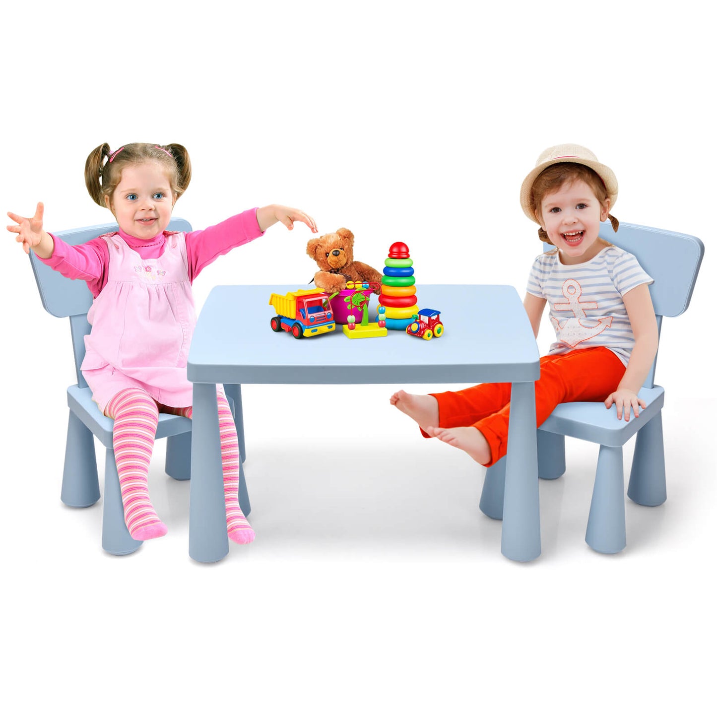Juego de Comedor y Estudio Multi-Actividad para Niños de 3 Piezas - Azul