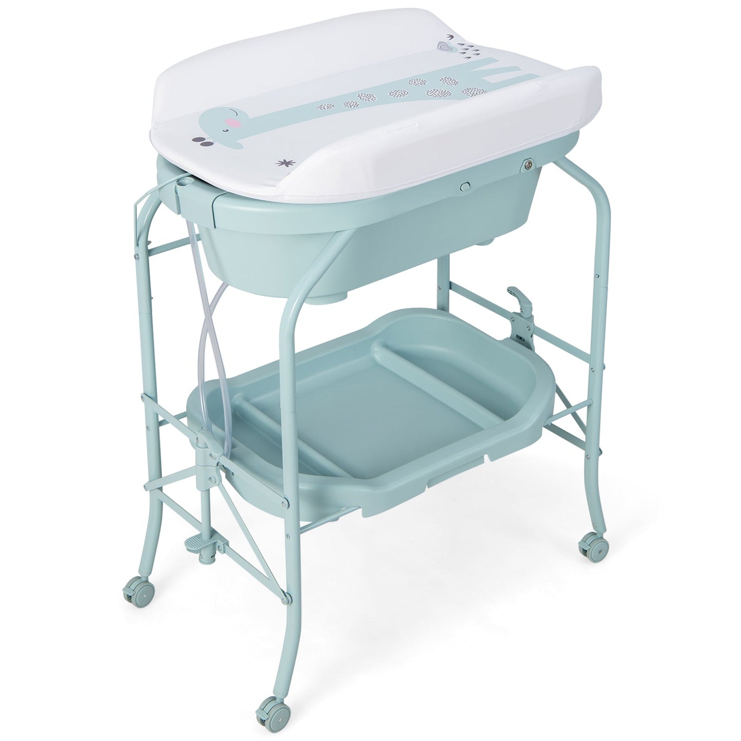 Folding Baby Changing Table with Bathtub - Blue