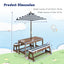 Ensemble de table et bancs de pique-nique pour enfants avec coussins et parasol - Bleu