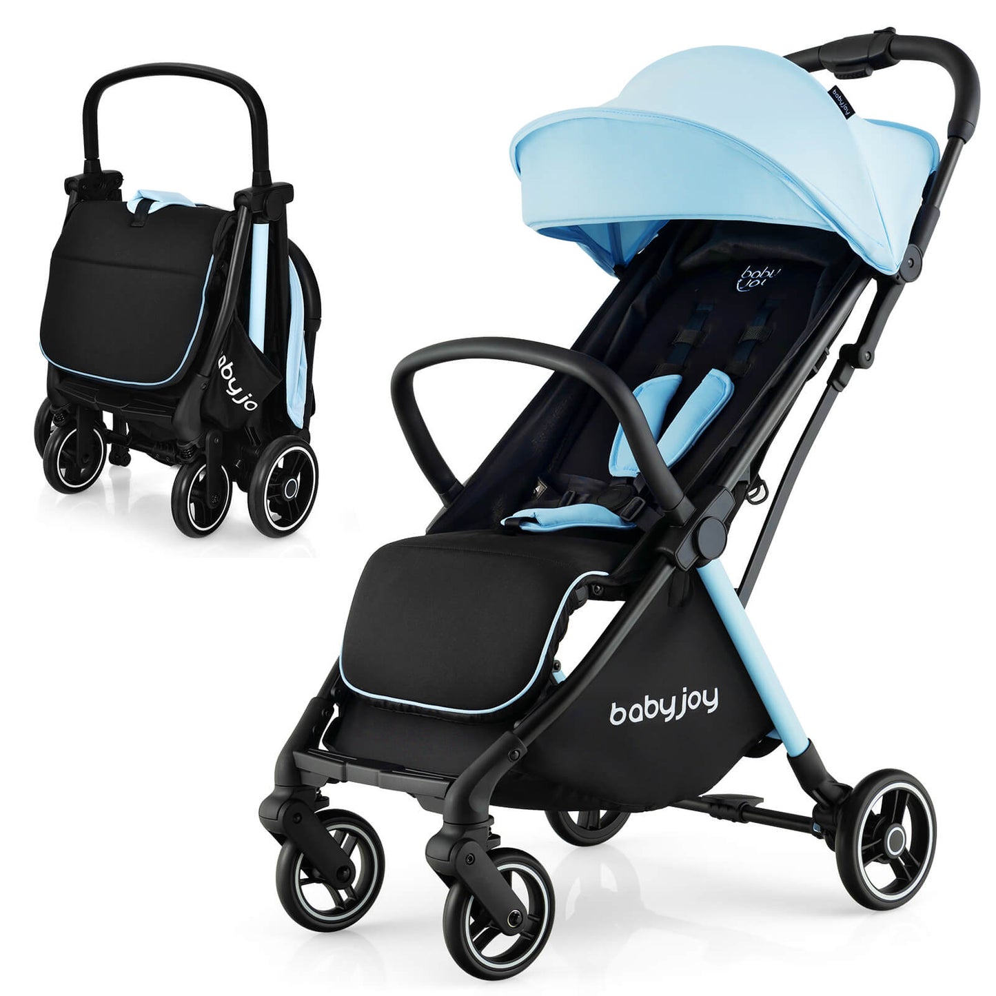 Poussette portable légère pliable à une main - Bleu