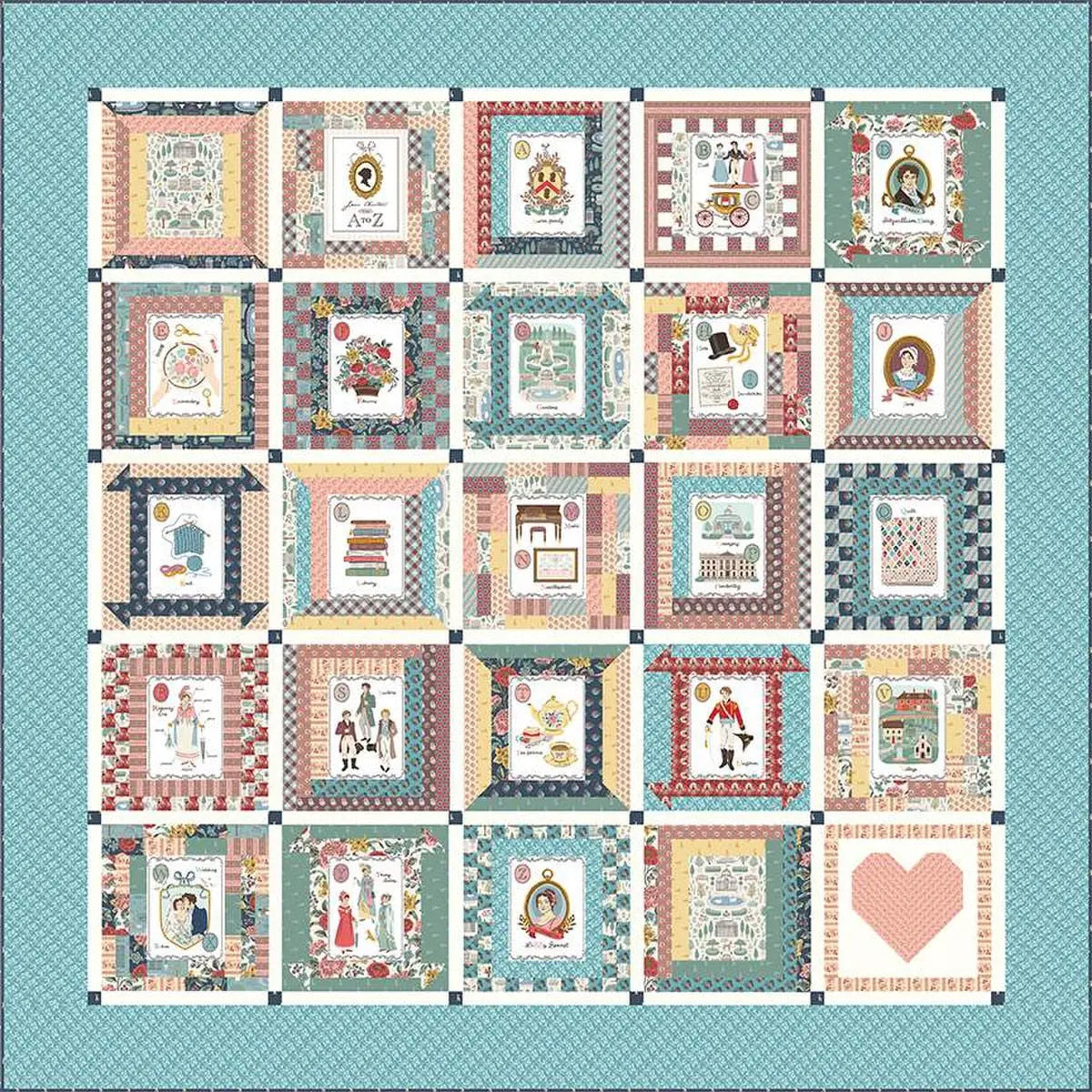 Bluebird Patterns A to Z Jane Austen Quilt Panel