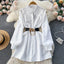 Vestido Camisa Blanco con Hebilla de Metal