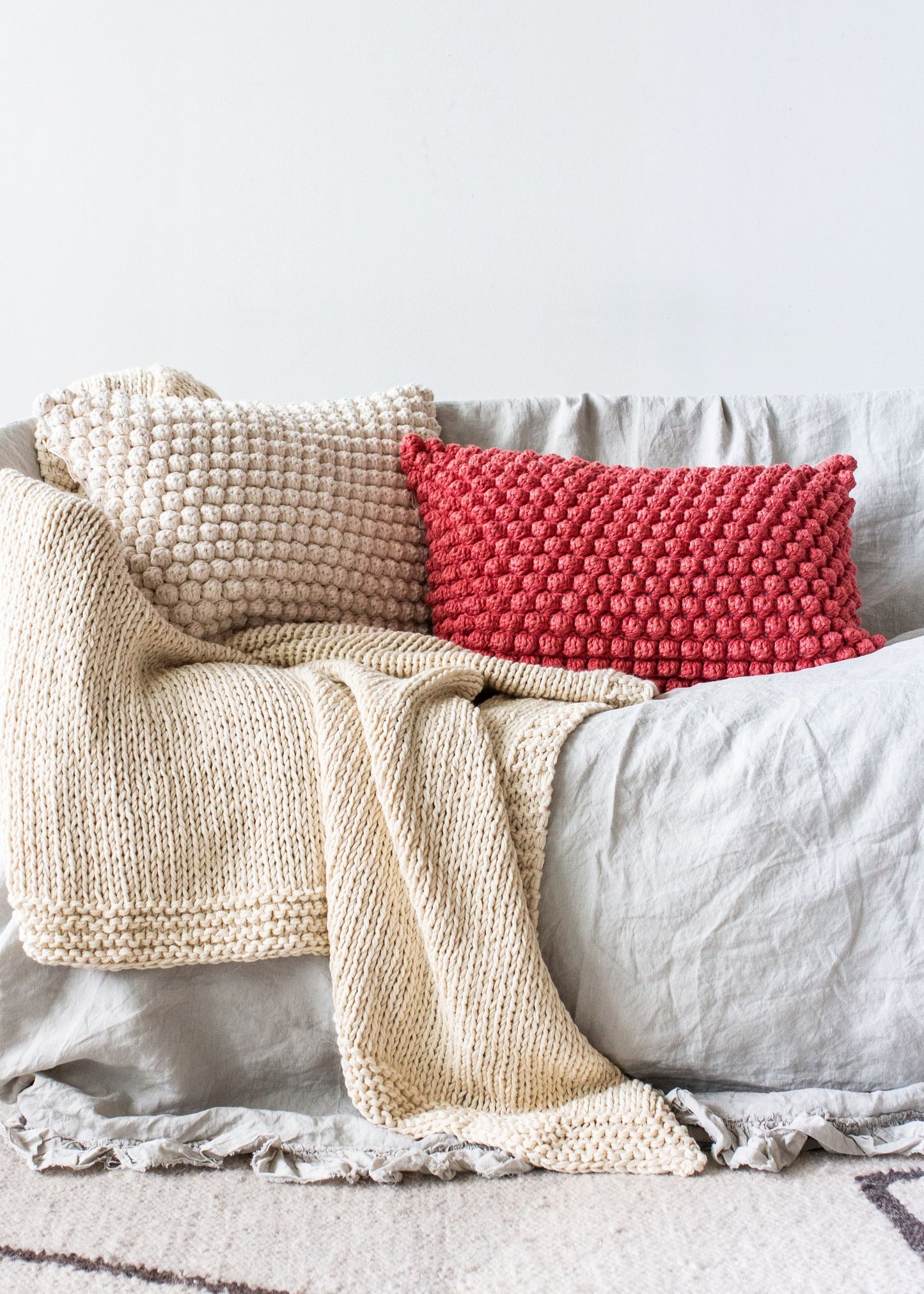 Cotton Bobbles Textured Throw Pillow - Korvel