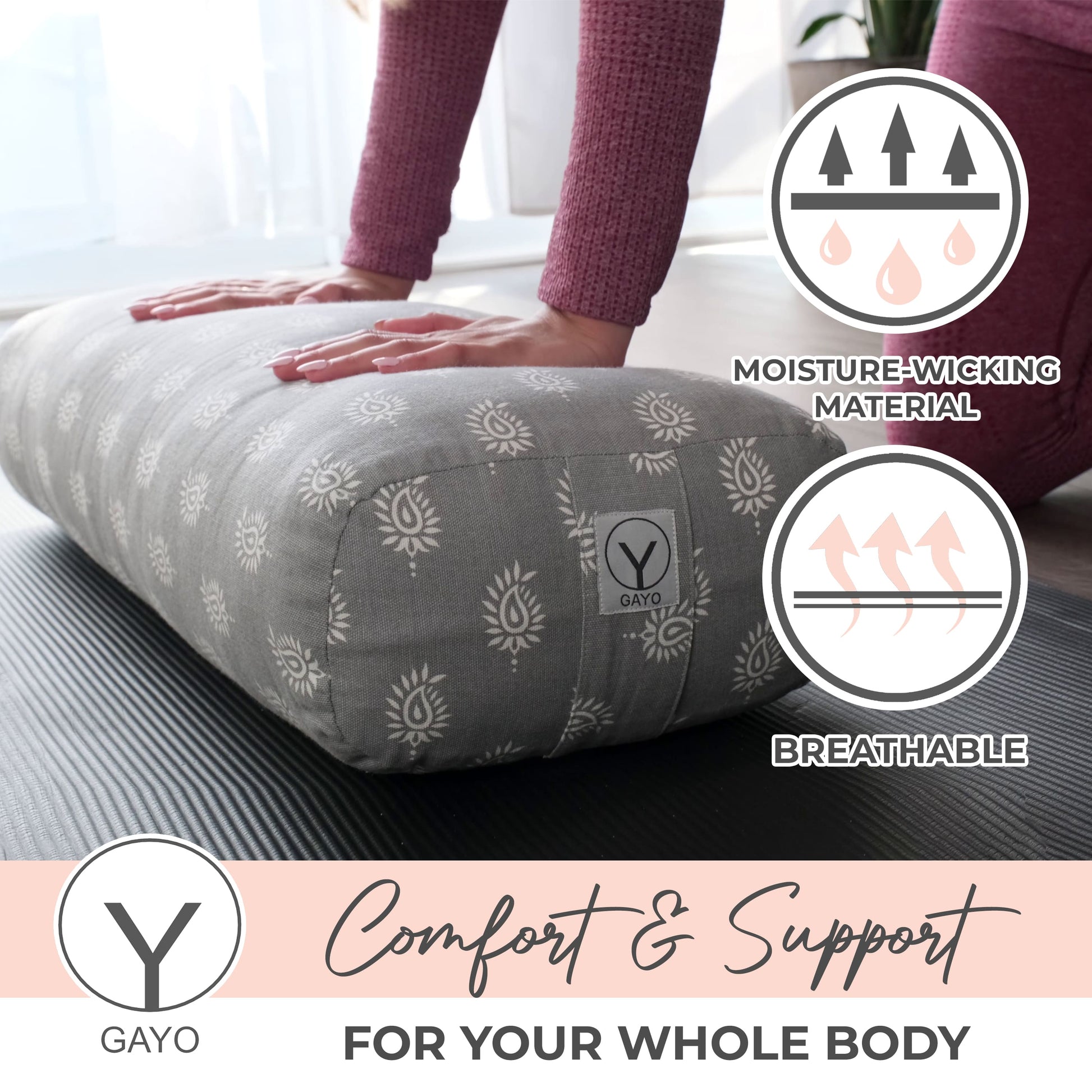 Sustainable Organic Cotton Yoga Bolster Set with Carry Bag for Ultimate Comfort - Korvel
