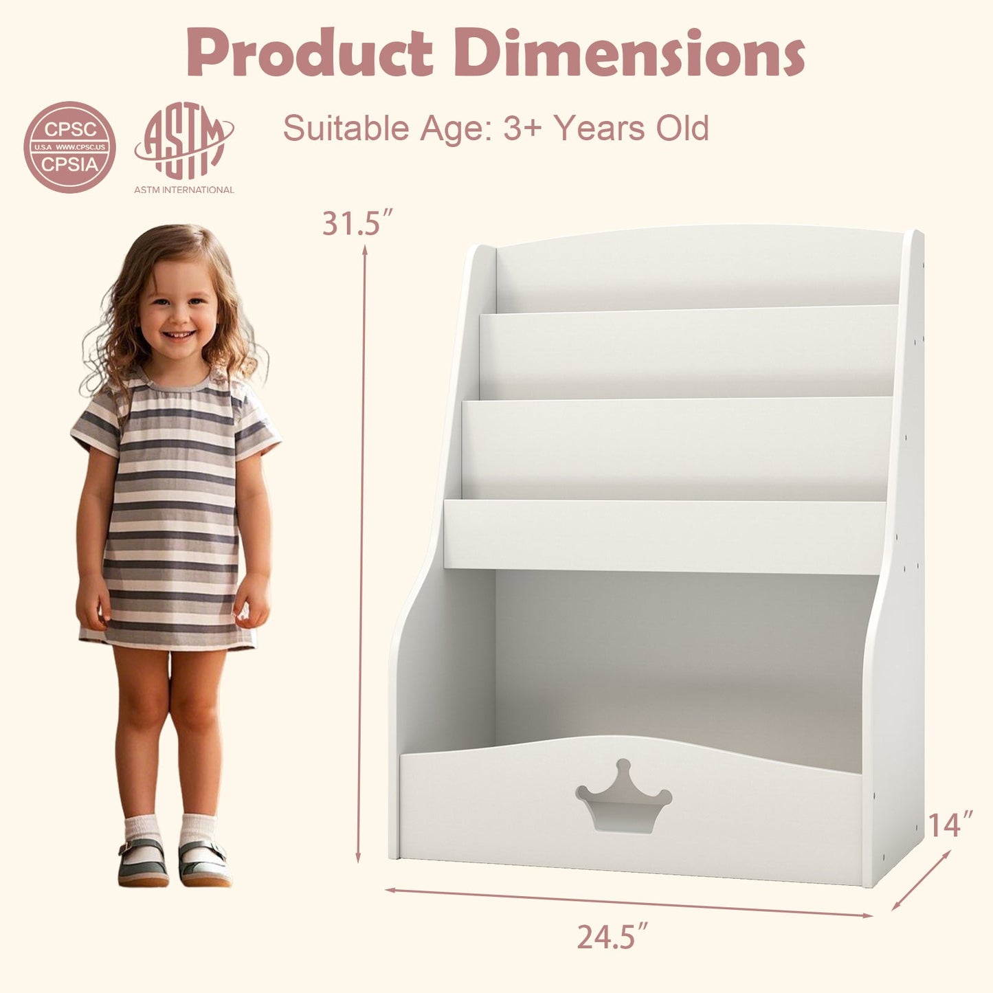 Estantería para Niños de 4 Niveles con Compartimento de Almacenamiento - Blanca