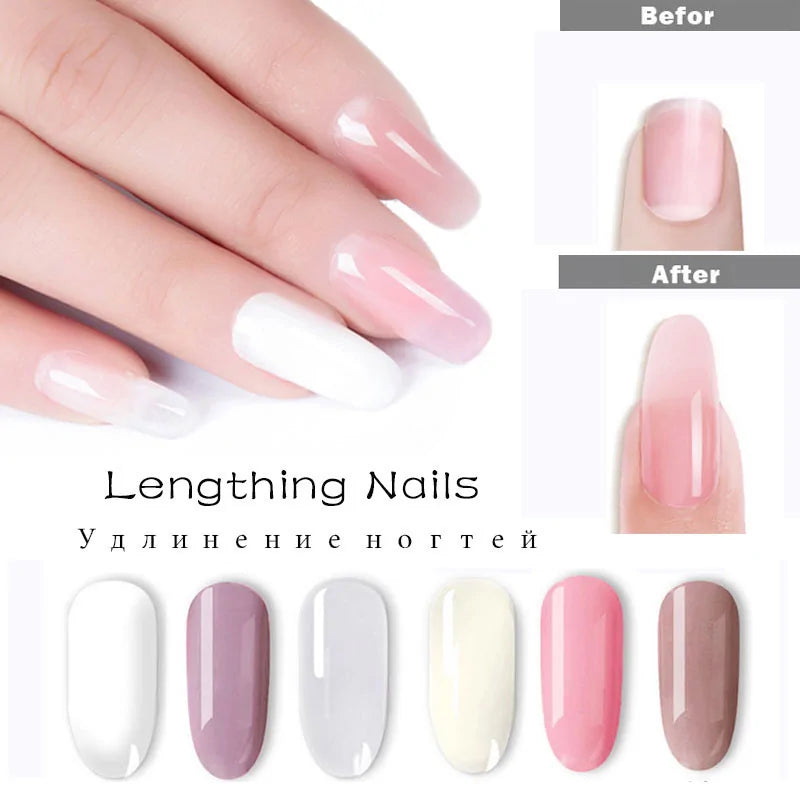 Kit de Poly Gel pour Nail Art Français avec Pinceau UV et Conseils d'Ongles