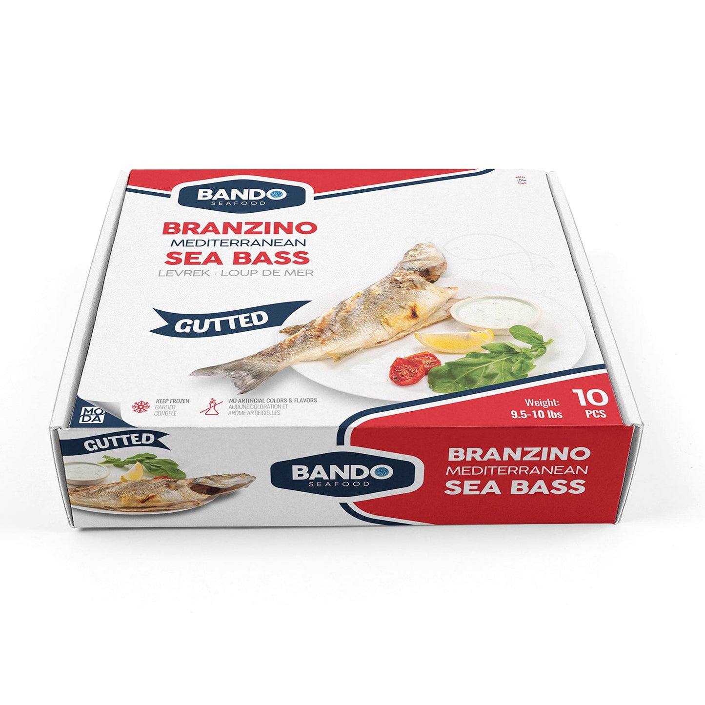 Moda Branzino (Sea Bass) – Bulk Gutted Whole Fish, 10 pcs, 5–6 lbs Total