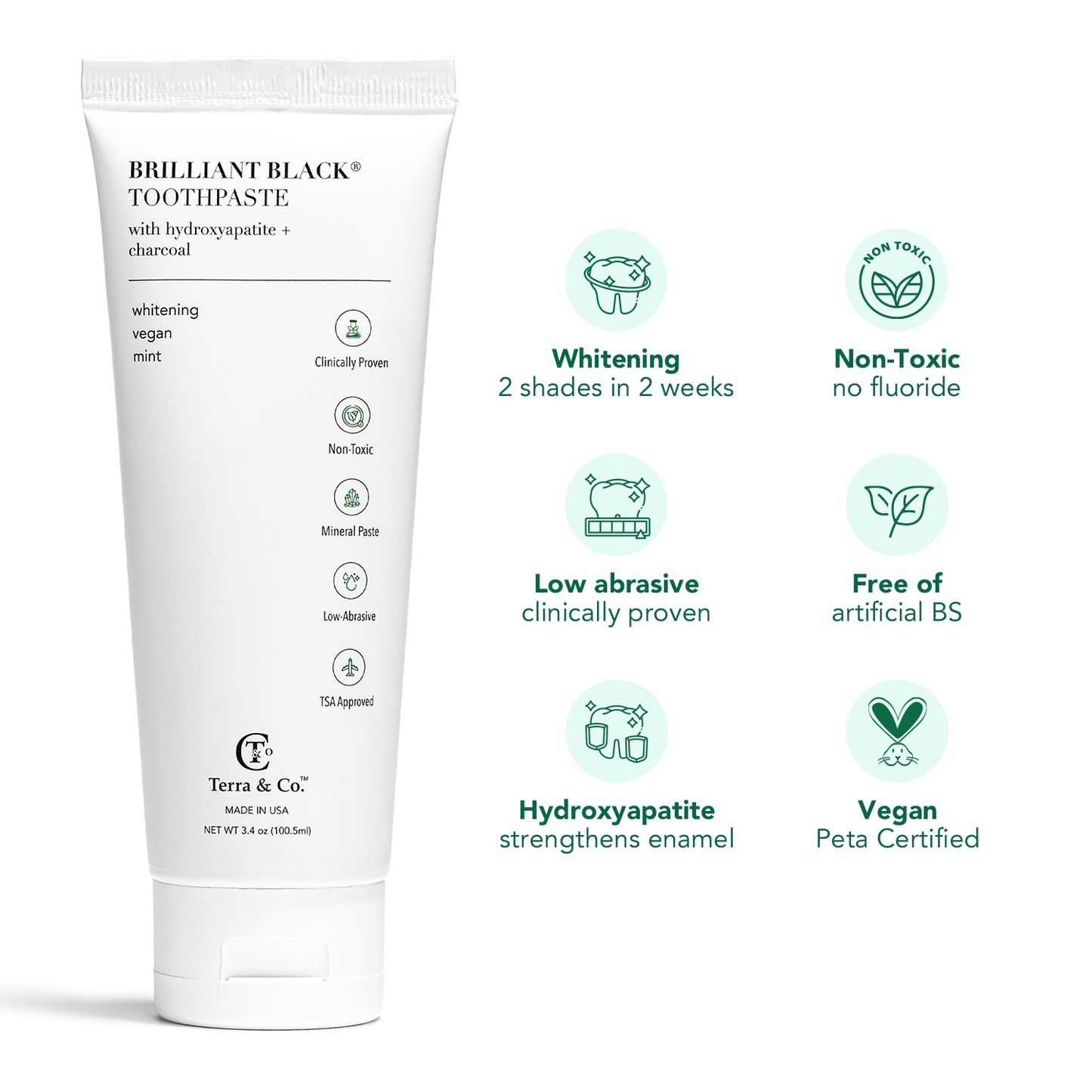 Brilliant Black® Toothpaste | Fluoride-Free Activated Charcoal Whitening – Terra & Co. - Korvel
