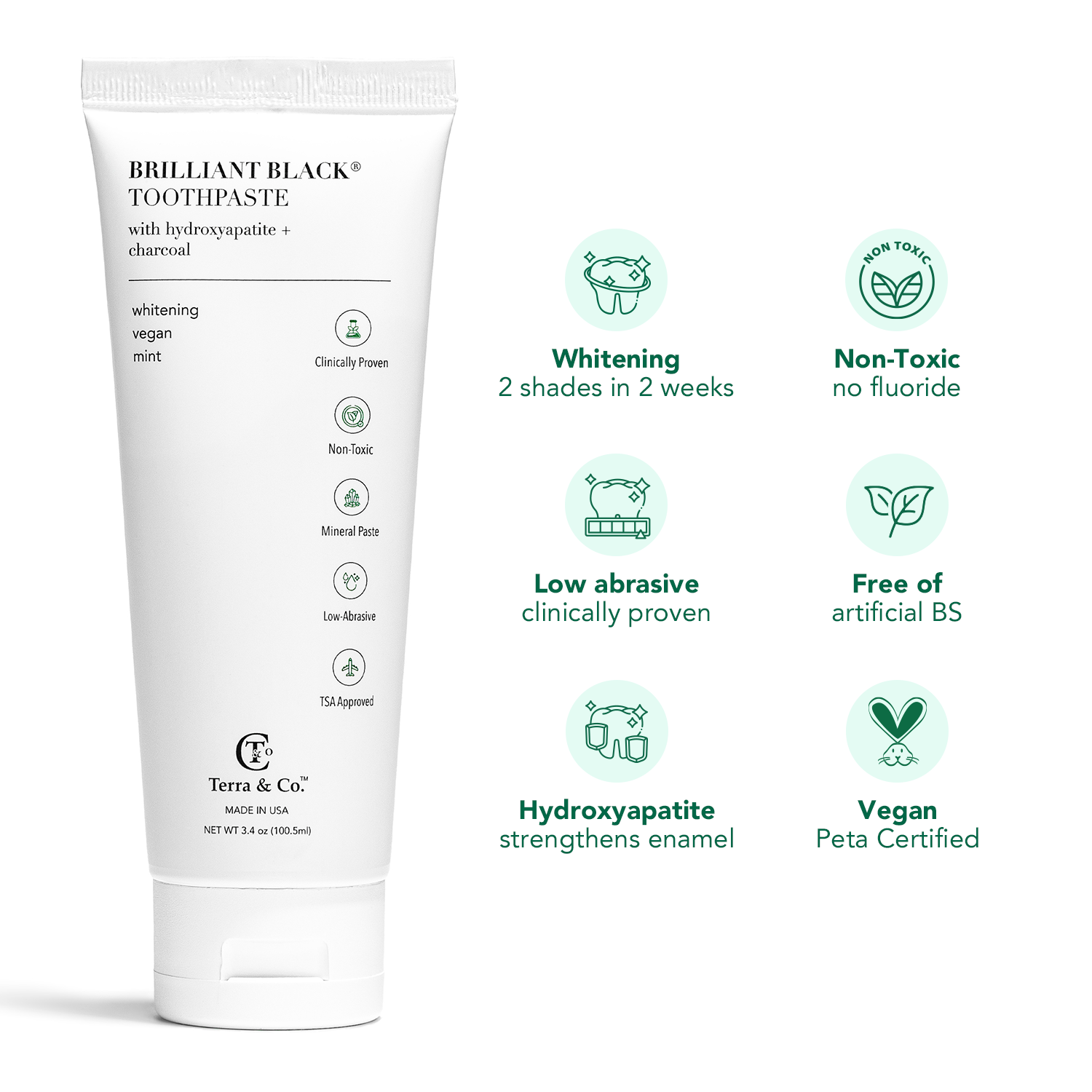 Brilliant Black® Toothpaste | Fluoride-Free Activated Charcoal Whitening – Terra & Co. - Korvel