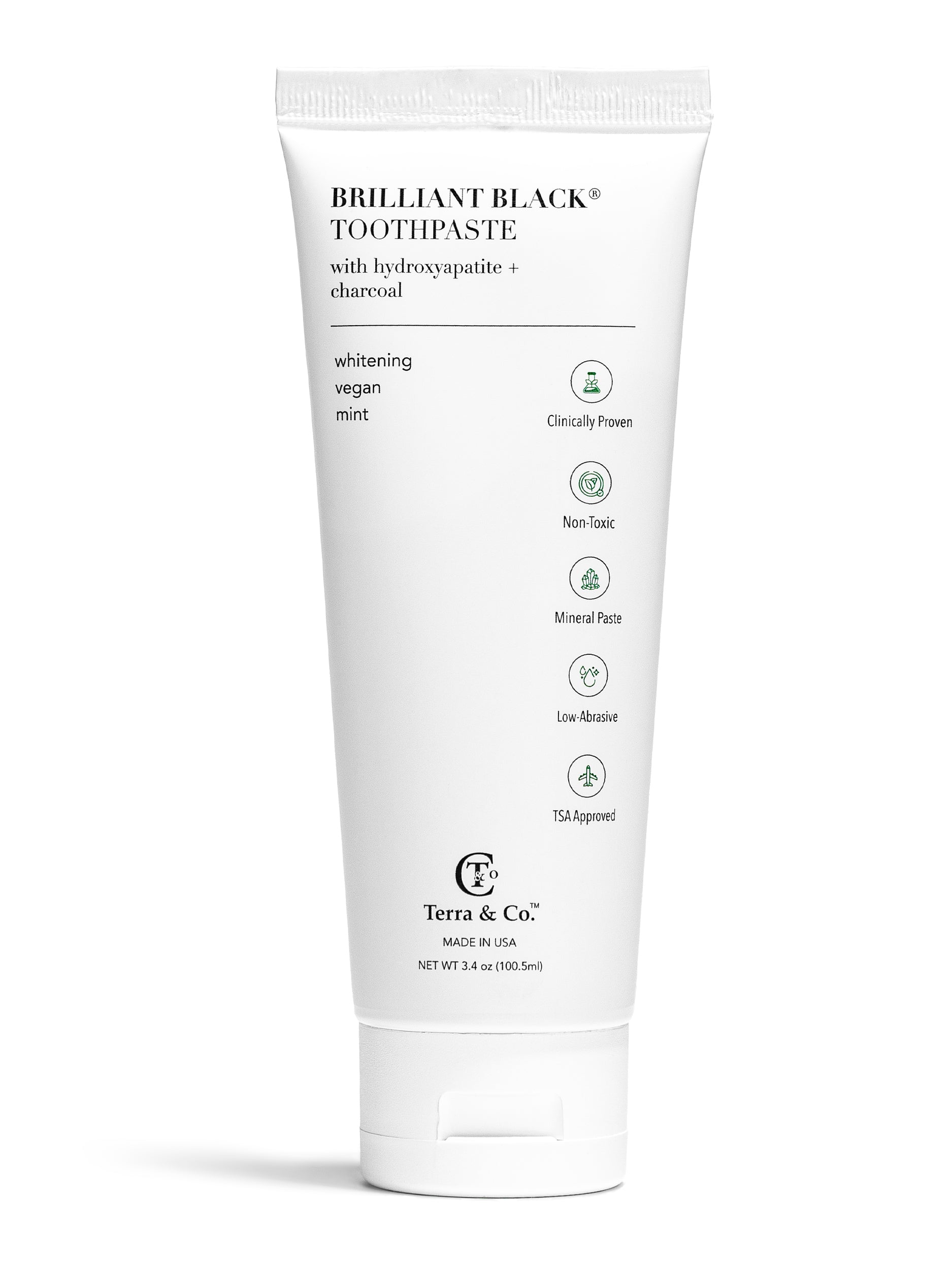 Brilliant Black® Charcoal Whitening Toothpaste with Micro-Hydroxyapatite (Fluoride-Free, Enamel Strength & Sensitive Teeth Relief) - Korvel