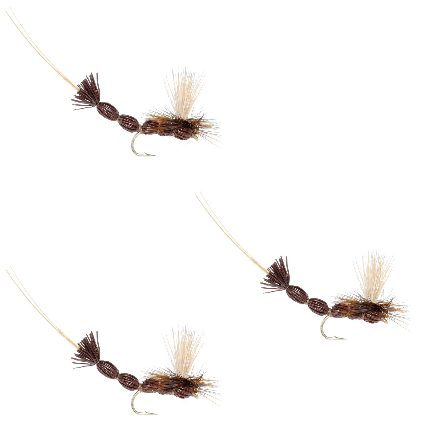Paquet de 3 mouches sèches Brown Para Drake à corps allongé taille 12