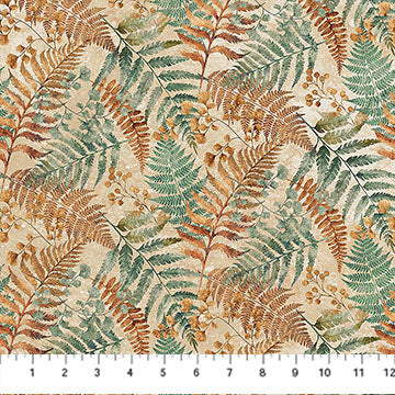 Tela de algodón Stonehenge con raíz de helecho marrón - 44"/45" por yarda
