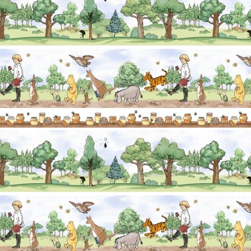 Tissu en coton à rayures classiques Winnie marron/vert - 43"/44" par yard