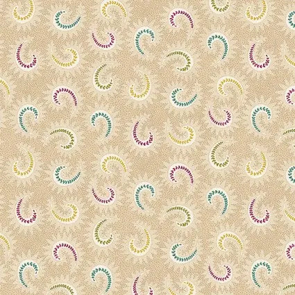 Brown Toast Stylized Paisley Cotton Wideback Fabric