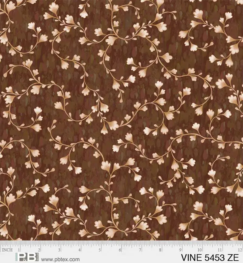 Brown Vine Scroll Cotton Wideback Fabric - Premium Quality